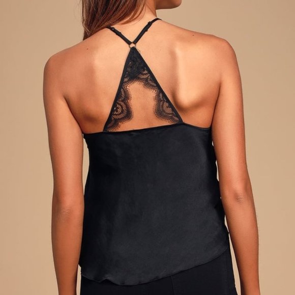 Free People Lace Satin Cami Tank Top Black Whimsigoth Y2K Goth XS - Picture 5 of 13